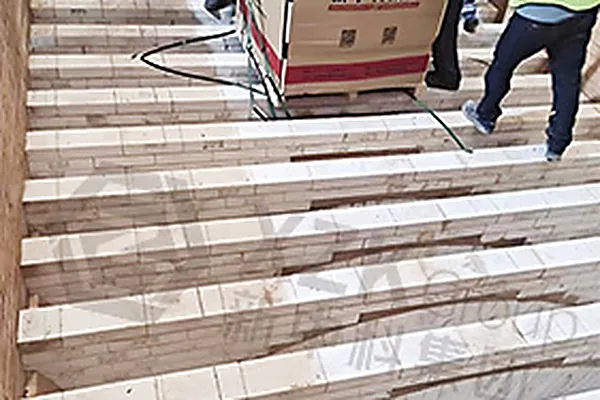 Checkerwork installation on site with XZK materials.