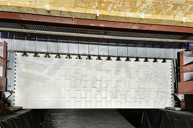 Suspended wall panels fully installed, before commissioning.
